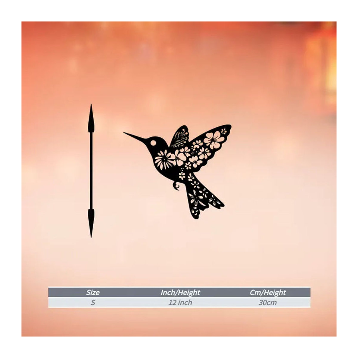 CIFBUY Kolibri Metall-Wandkunst Schwarz, Rostbeständiges Eisen-Wandbild für Außenbereich und Heimdekoration, B/H/T: 30 x 30 x 30 cm - Bild 3