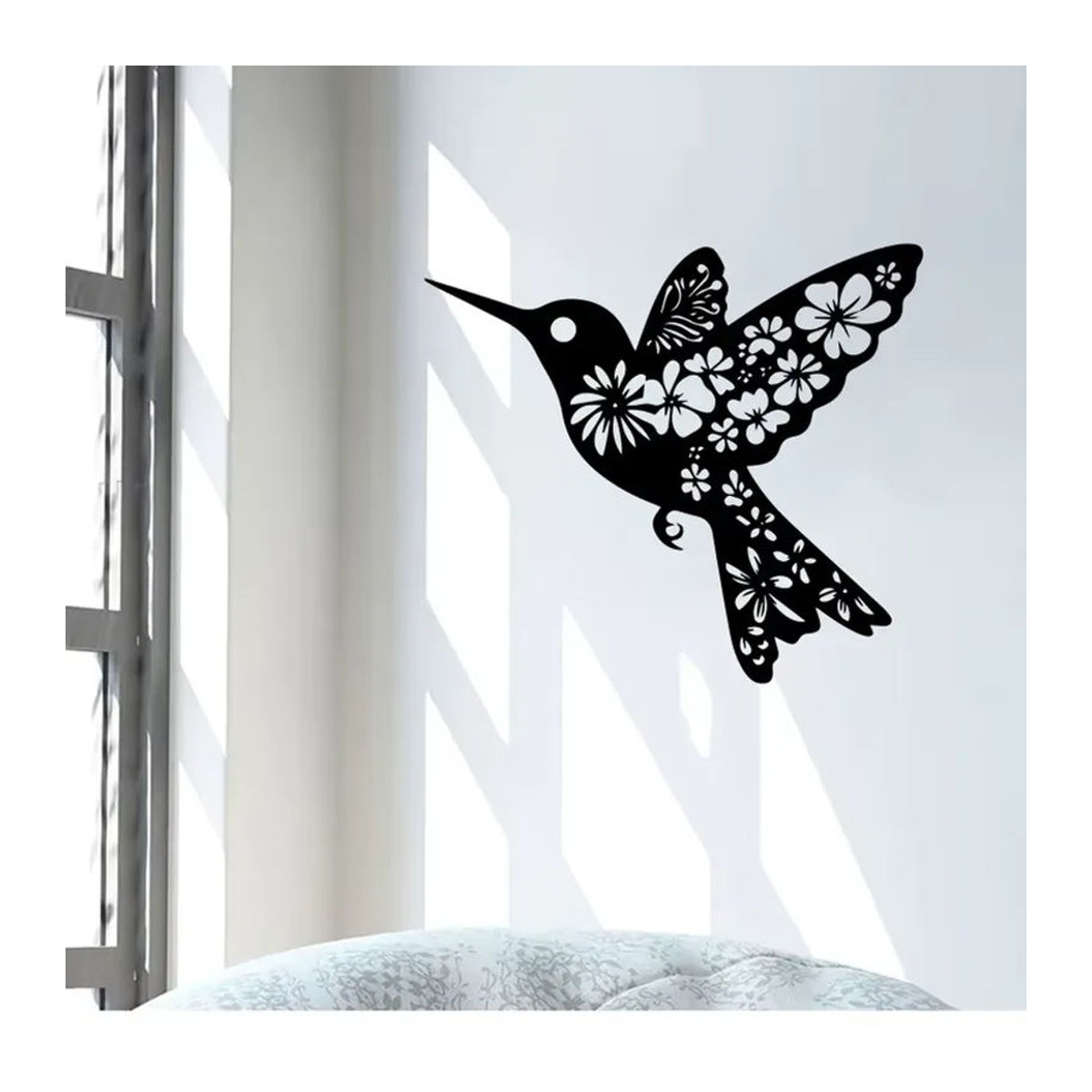 CIFBUY Kolibri Metall-Wandkunst Schwarz, Rostbeständiges Eisen-Wandbild für Außenbereich und Heimdekoration, B/H/T: 30 x 30 x 30 cm - Bild 4