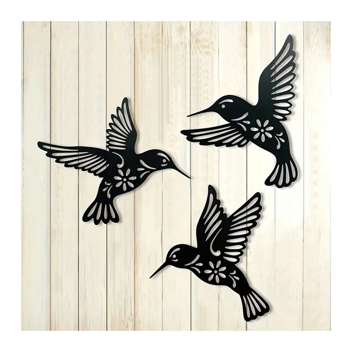 CIFBUY Kolibri Wandkunst aus Metall in Schwarz, wasserfeste Vogel Skulptur als dekorativer Wandbehang für Garten und Außenbereich - Bild 1