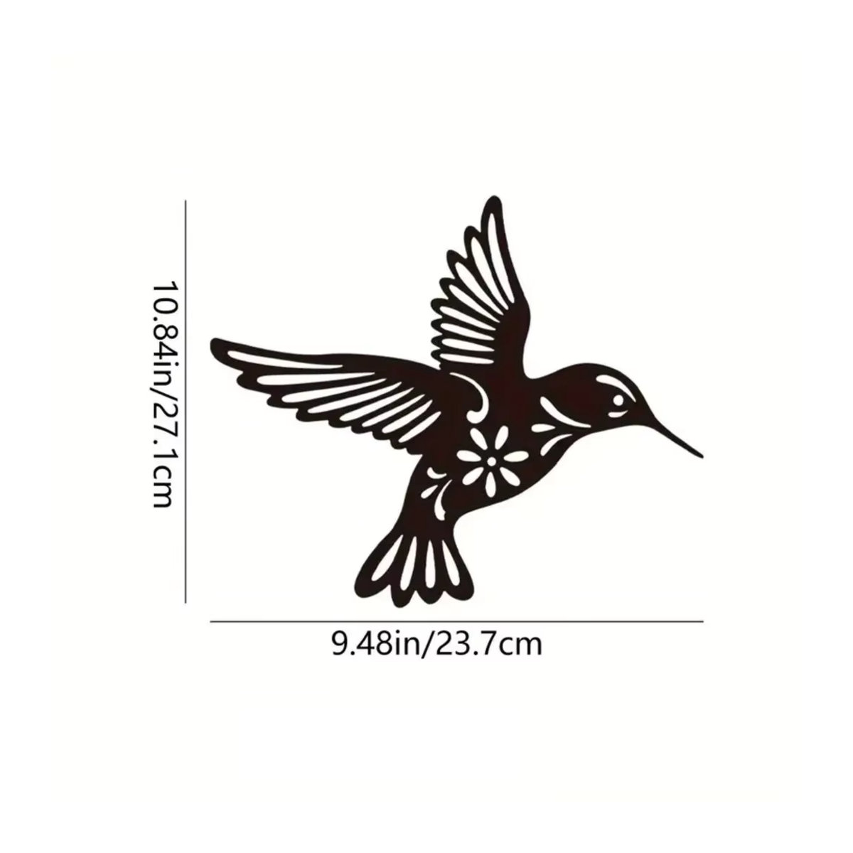 CIFBUY Kolibri Wandkunst aus Metall in Schwarz, wasserfeste Vogel Skulptur als dekorativer Wandbehang für Garten und Außenbereich - Bild 2
