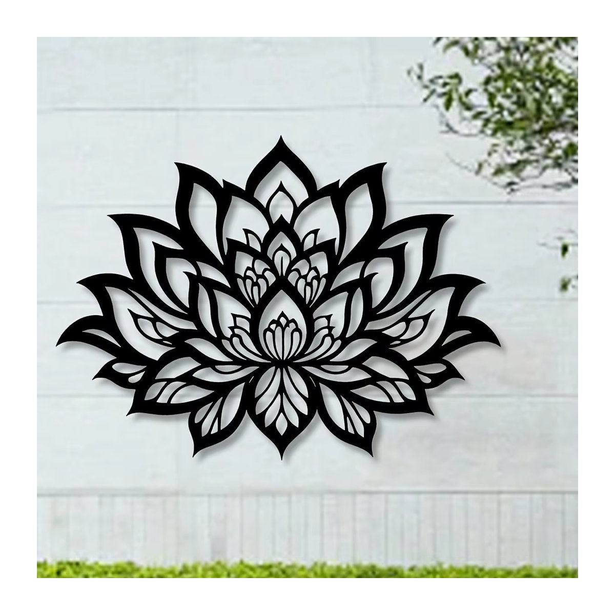 CIFBUY Lotus Metall-Wandkunst in Schwarz als florale Yoga-Dekoration im Bohemian-Stil - Bild 3