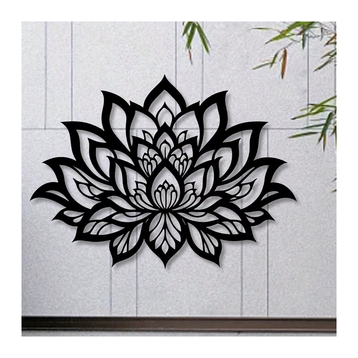 CIFBUY Lotus Metall-Wandkunst in Schwarz als florale Yoga-Dekoration im Bohemian-Stil - Bild 4