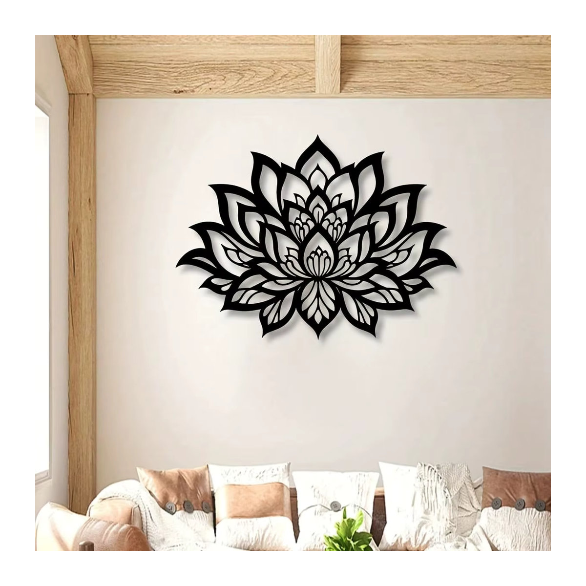 CIFBUY Lotus Metall-Wandkunst in Schwarz als florale Yoga-Dekoration im Bohemian-Stil - Bild 5