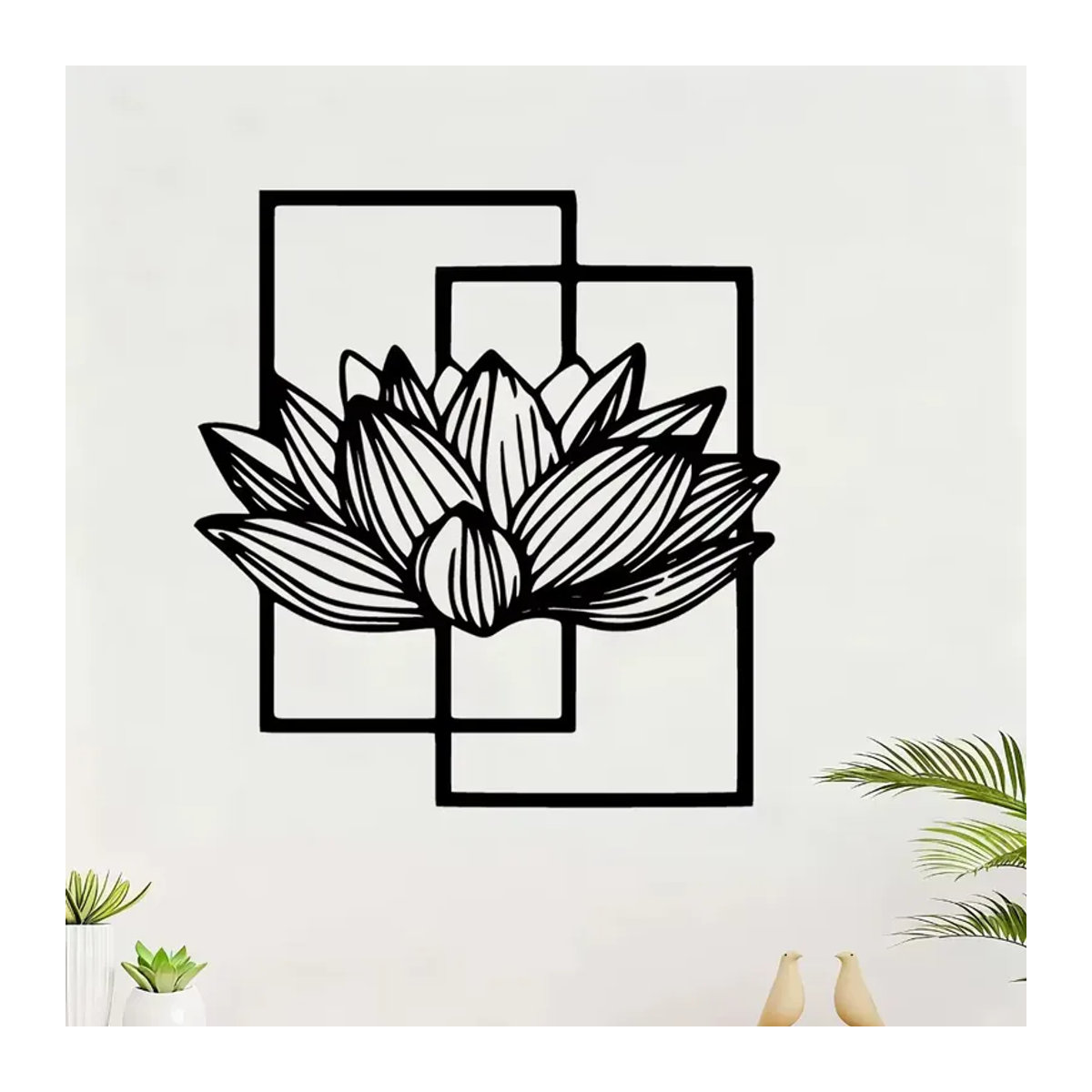 CIFBUY Lotusblumen Metallwandkunst Schwarz, Rostbeständige Eisen-Zen-Garten-Skulptur für Innen- und Außendekoration, B/H/T: 30,48 x 30,48 x 30,48 cm - Bild 2