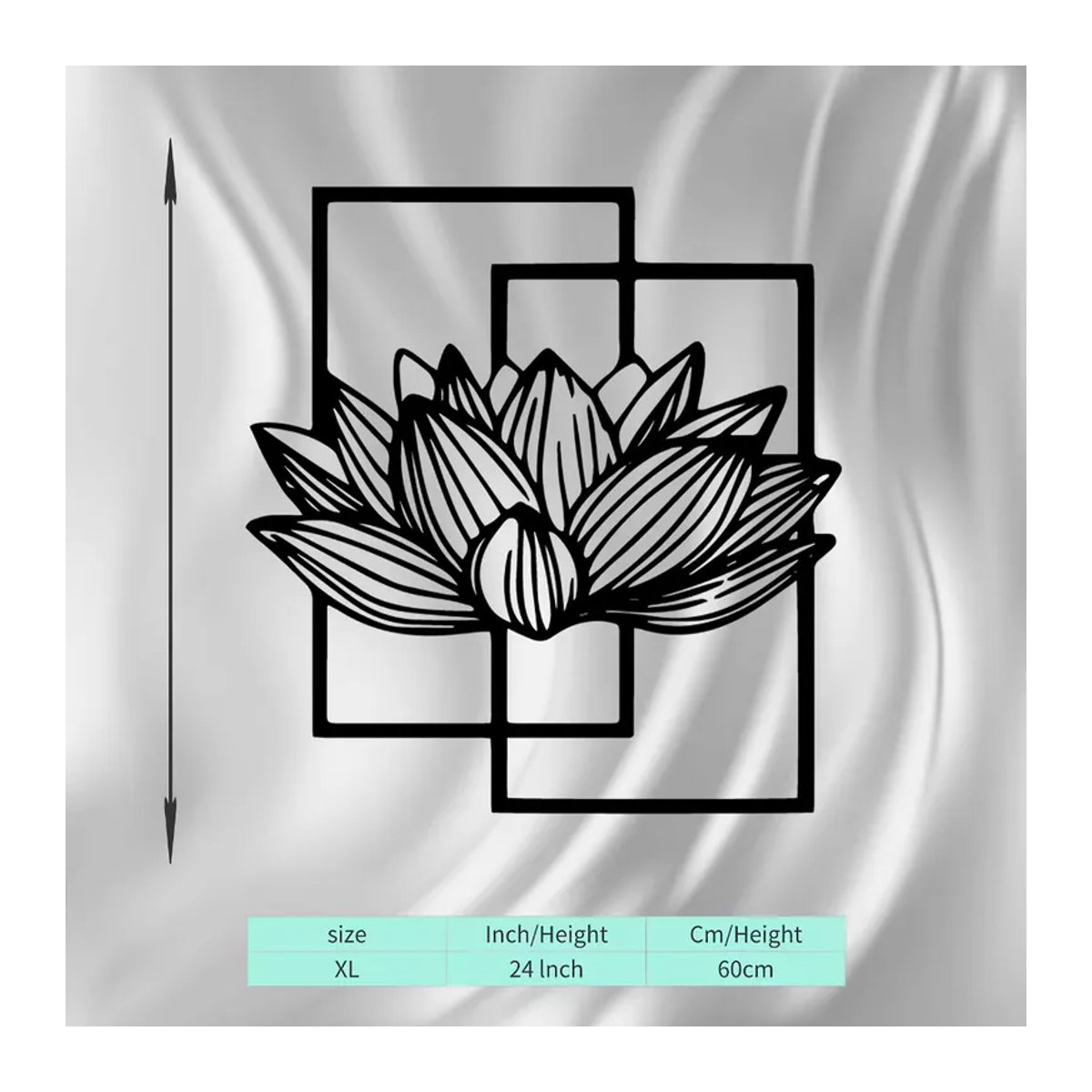 CIFBUY Lotusblumen Metallwandkunst Schwarz, Rostbeständige Eisen-Zen-Garten-Skulptur für Innen- und Außendekoration, B/H/T: 30,48 x 30,48 x 30,48 cm - Bild 3