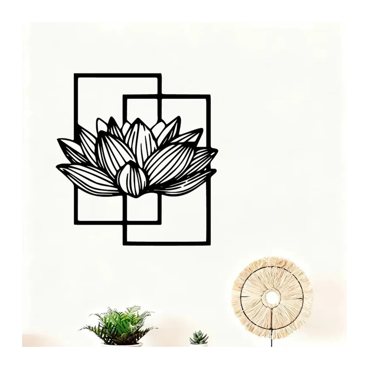 CIFBUY Lotusblumen Metallwandkunst Schwarz, Rostbeständige Eisen-Zen-Garten-Skulptur für Innen- und Außendekoration, B/H/T: 30,48 x 30,48 x 30,48 cm - Bild 5