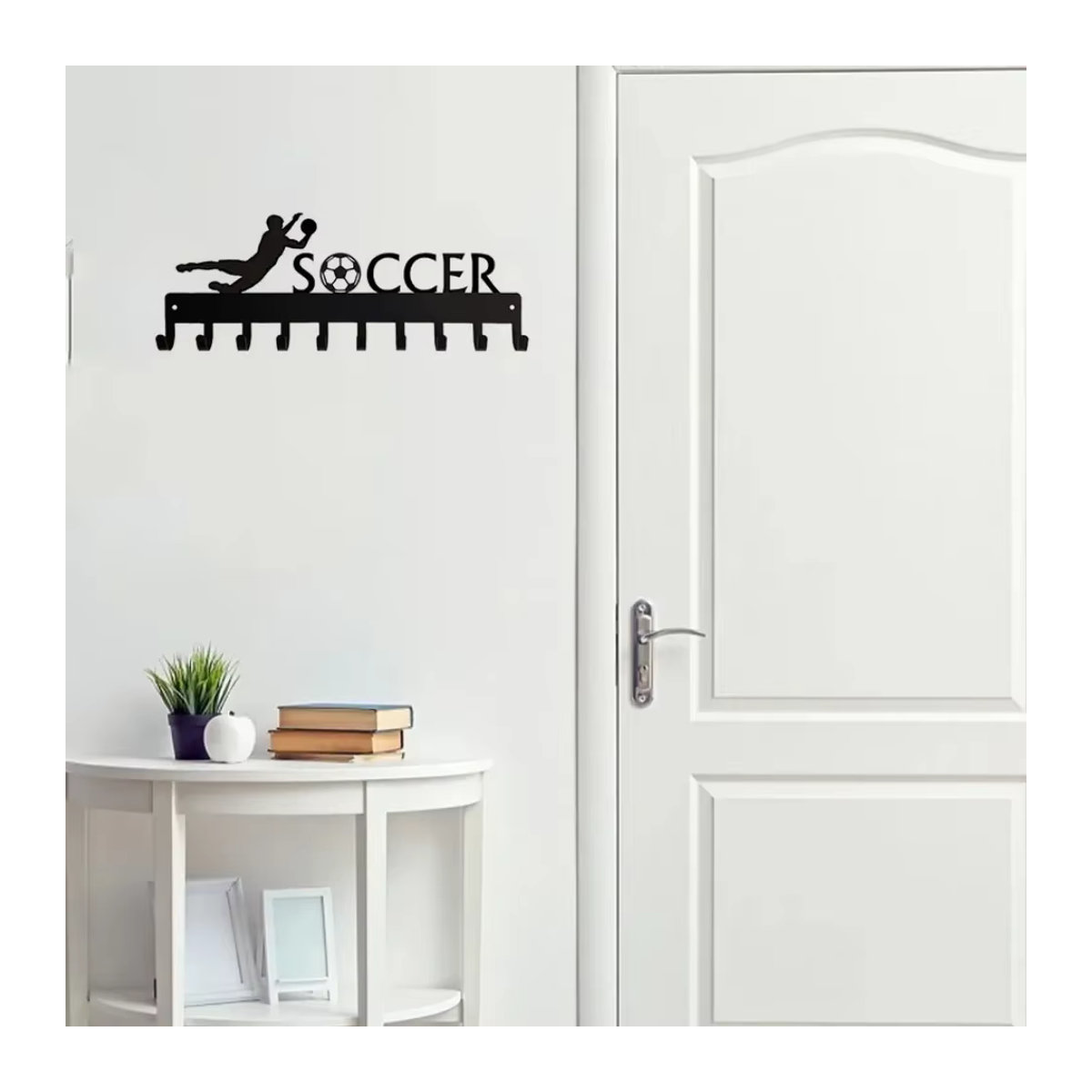 CIFBUY Medaillenaufhänger Fußball-Torwart aus Metall mit 10 Haken in Schwarz als Wandorganizer für Schlüssel und Handtücher - Bild 4