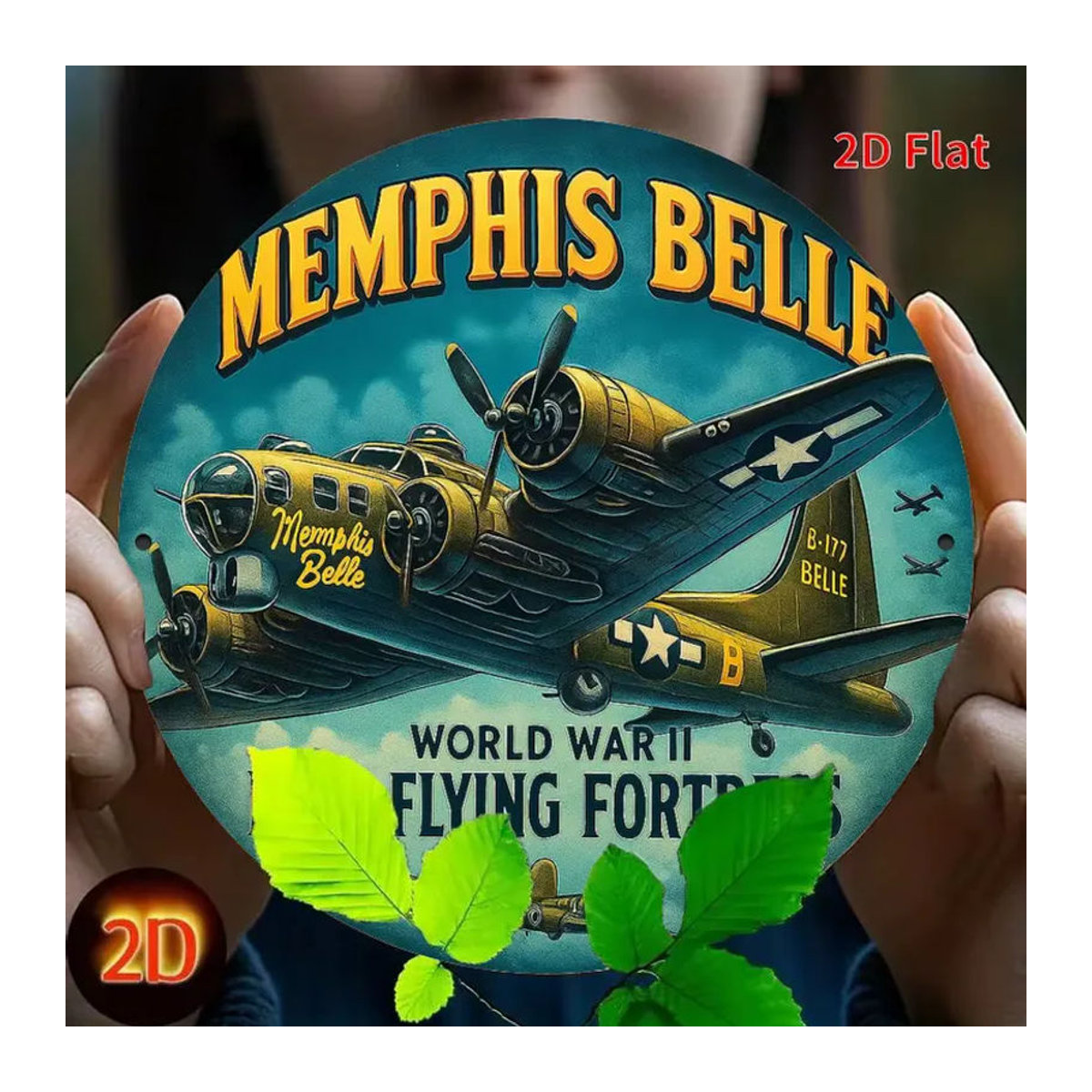 CIFBUY Memphis Belle B-17 Flying Fortress Metall-Wandkunst WWII Bomber Rundschild Vintage Dekoration mehrfarbig - Bild 4
