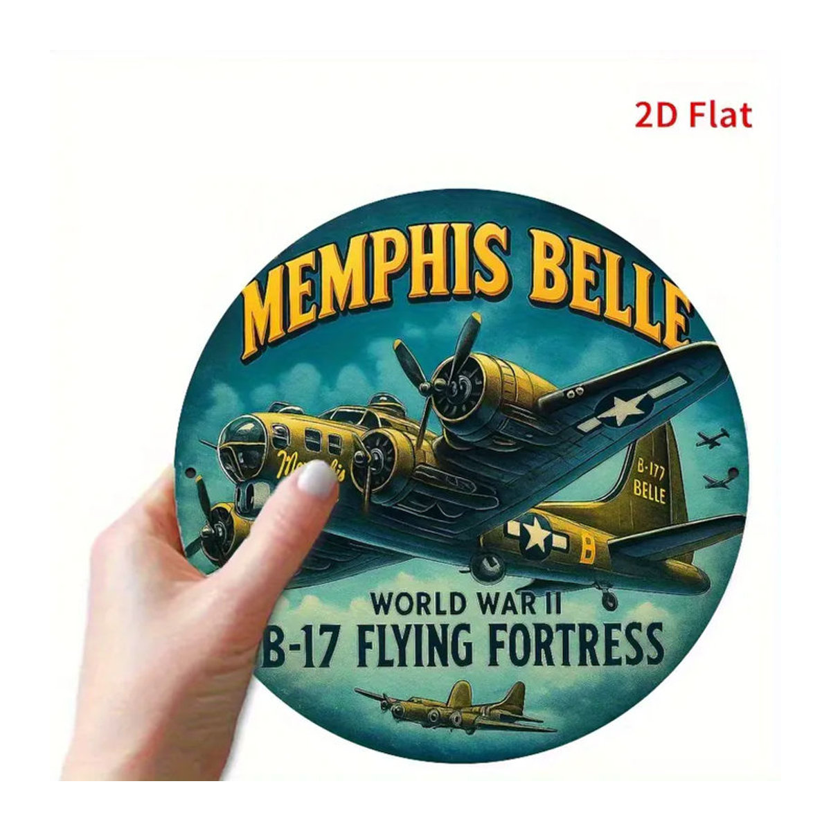 CIFBUY Memphis Belle B-17 Flying Fortress Metall-Wandkunst WWII Bomber Rundschild Vintage Dekoration mehrfarbig - Bild 6