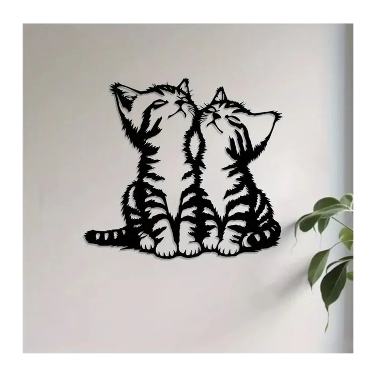 CIFBUY Metall Katzen Wandkunst Schwarz Wandmontierte Katzenskulptur für Garten und Schlafzimmer - Bild 1