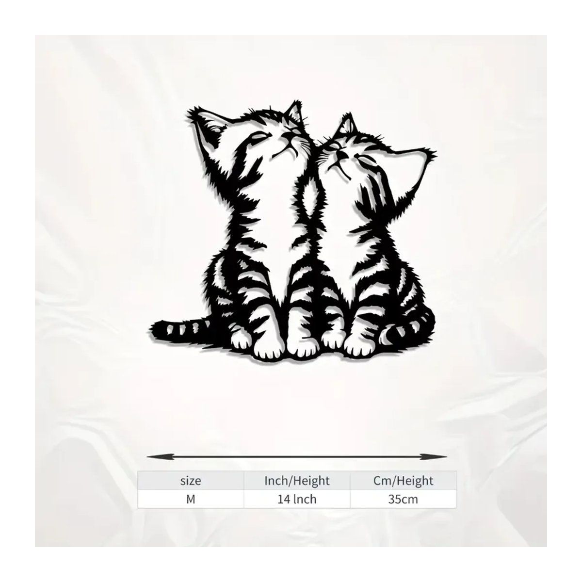 CIFBUY Metall Katzen Wandkunst Schwarz Wandmontierte Katzenskulptur für Garten und Schlafzimmer - Bild 2