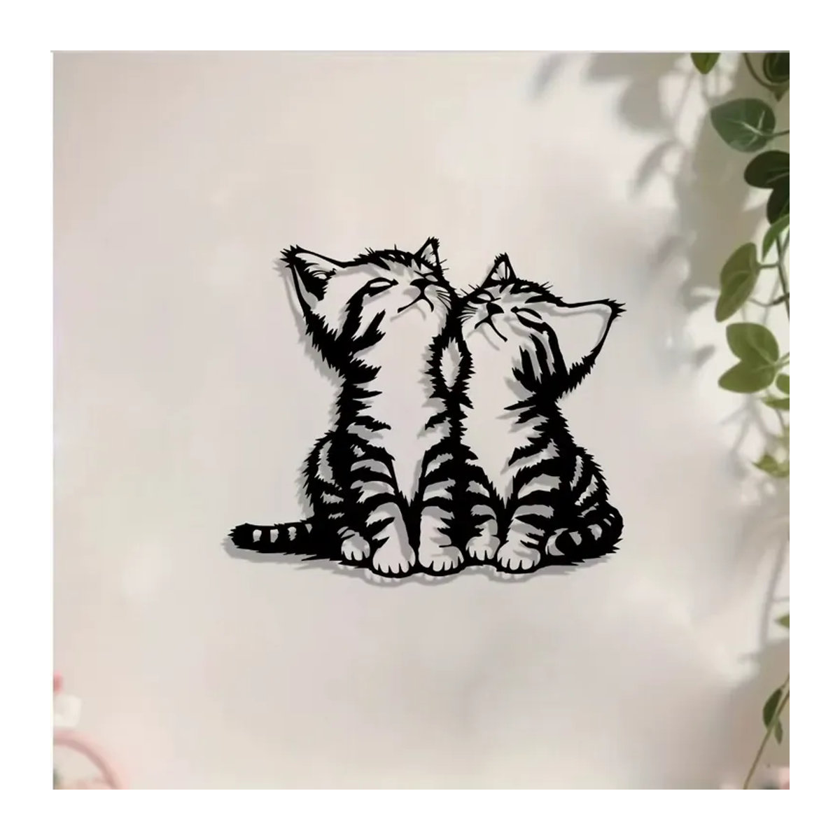 CIFBUY Metall Katzen Wandkunst Schwarz Wandmontierte Katzenskulptur für Garten und Schlafzimmer - Bild 3