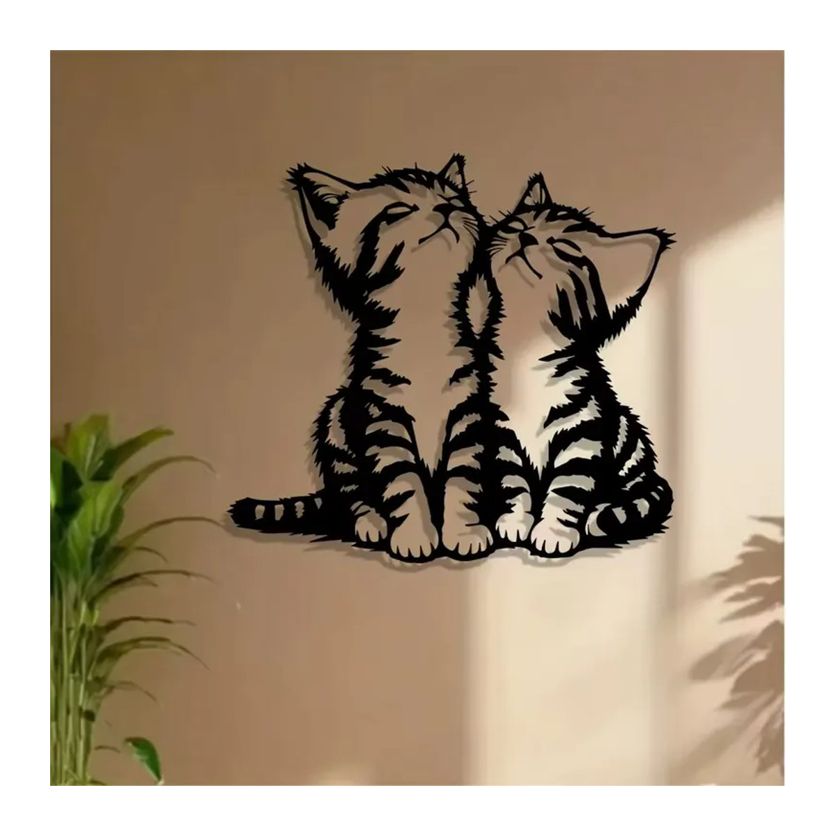 CIFBUY Metall Katzen Wandkunst Schwarz Wandmontierte Katzenskulptur für Garten und Schlafzimmer - Bild 4