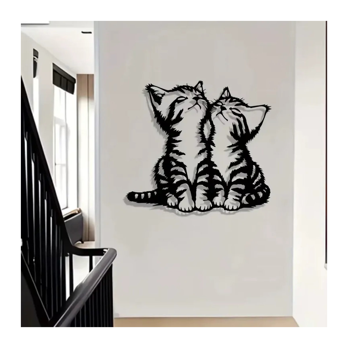 CIFBUY Metall Katzen Wandkunst Schwarz Wandmontierte Katzenskulptur für Garten und Schlafzimmer - Bild 5