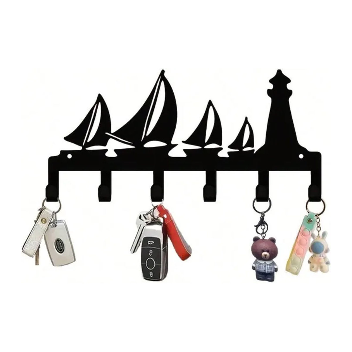 CIFBUY Metall-Leuchtturm Schlüsselhalter zur Wandmontage in Schwarz für maritime Dekoration - Bild 1