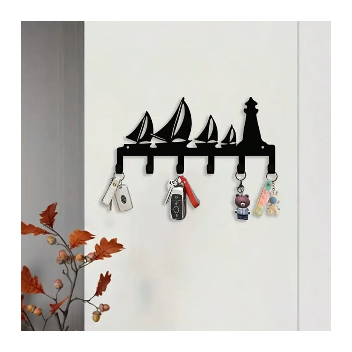 CIFBUY Metall-Leuchtturm Schlüsselhalter zur Wandmontage in Schwarz für maritime Dekoration - Bild 2