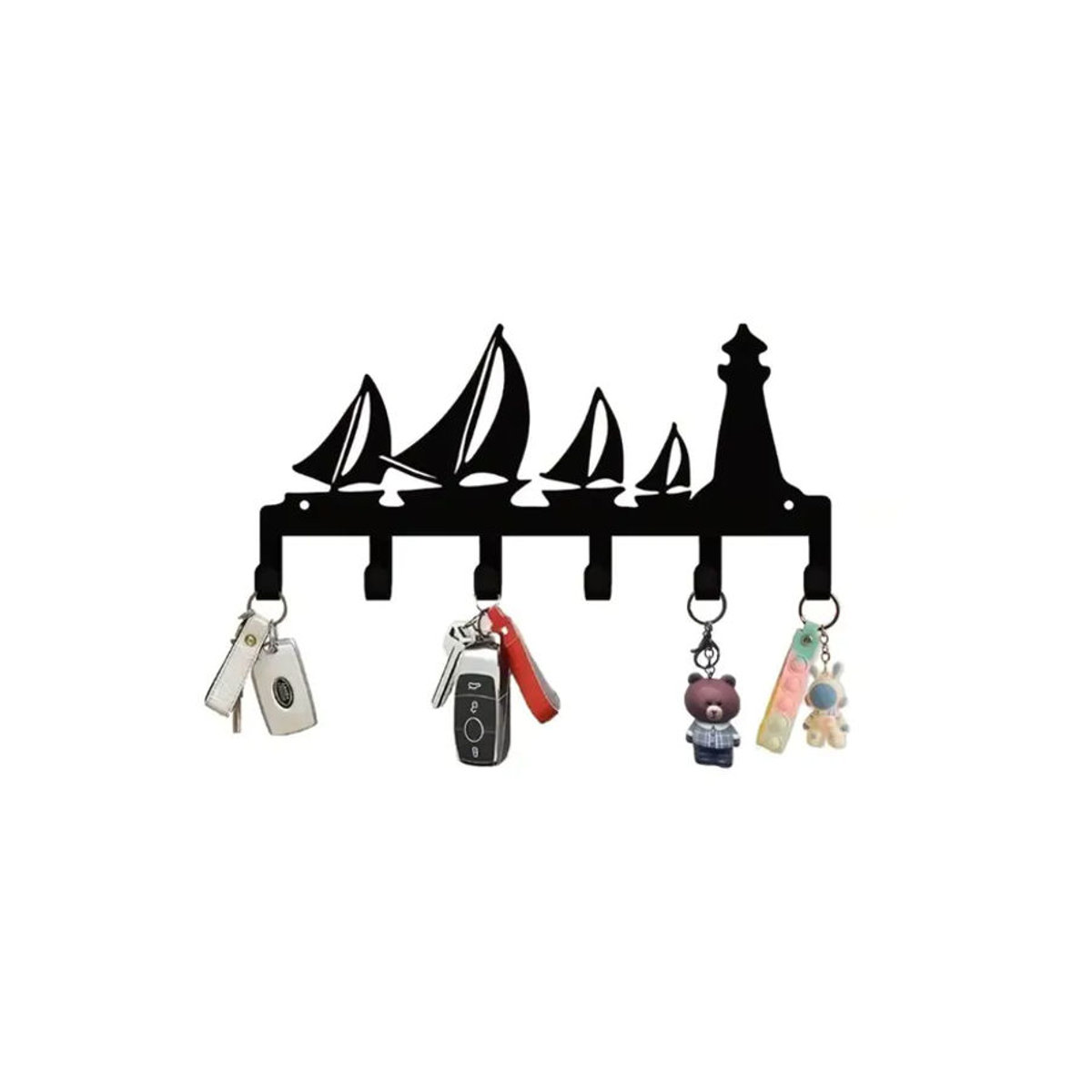 CIFBUY Metall-Leuchtturm Schlüsselhalter zur Wandmontage in Schwarz für maritime Dekoration - Bild 4