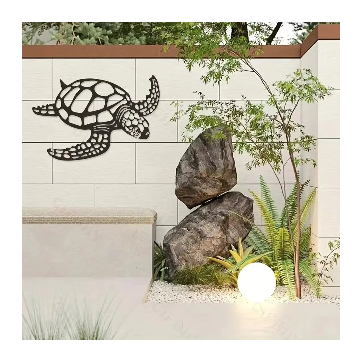 CIFBUY Metall Meeresschildkröte Wandkunst Silber Maritimes Wanddekor für dein Wohnzimmer - Bild 2