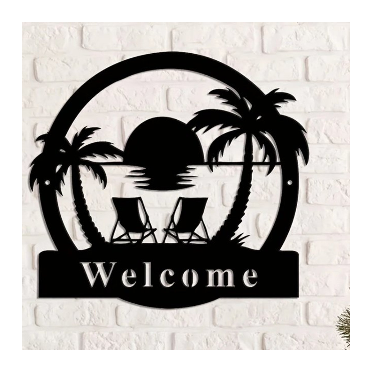 CIFBUY Metall Palmen Schild Schwarz für Veranda und Garten als Maritimes Deko-Element - Bild 1