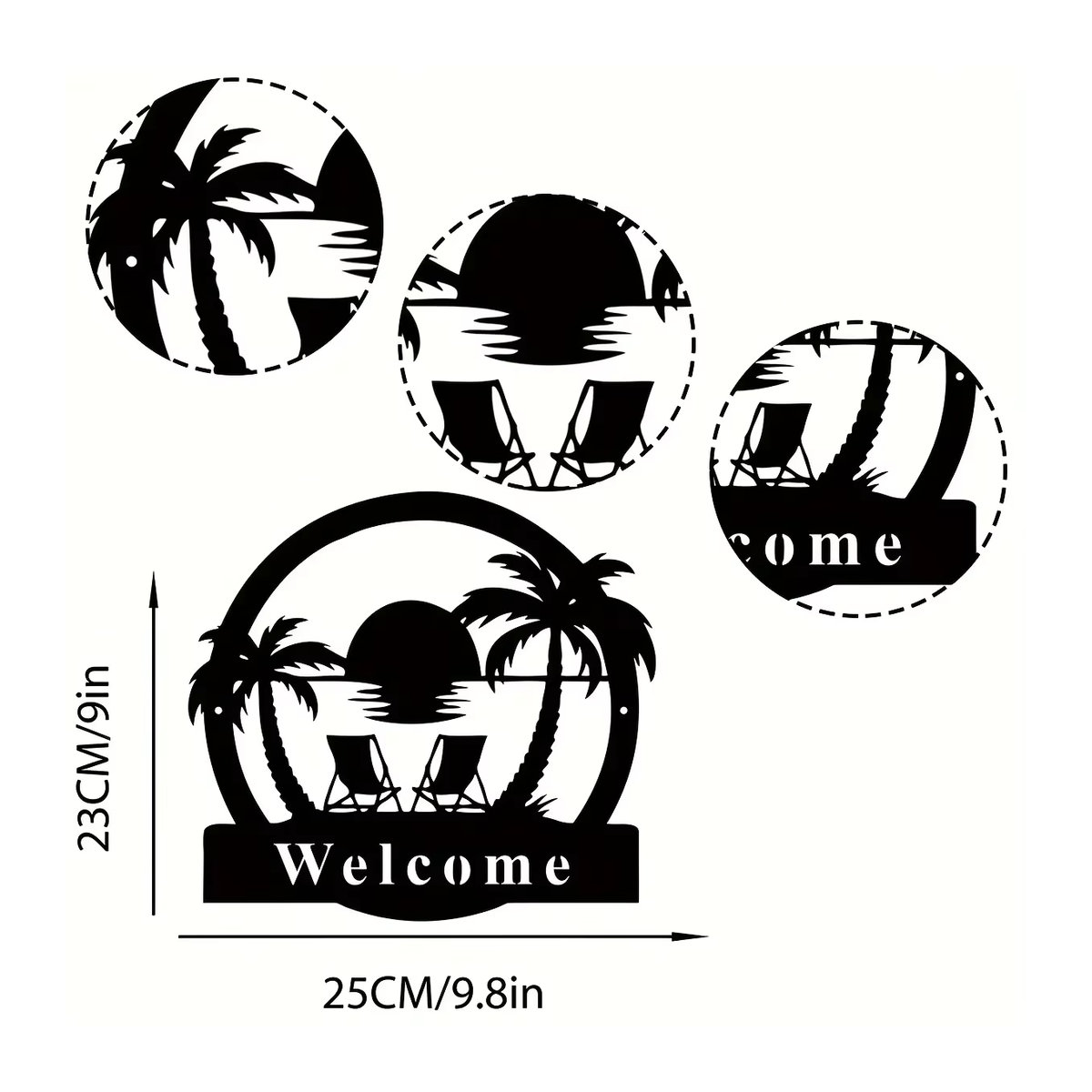 CIFBUY Metall Palmen Schild Schwarz für Veranda und Garten als Maritimes Deko-Element - Bild 2