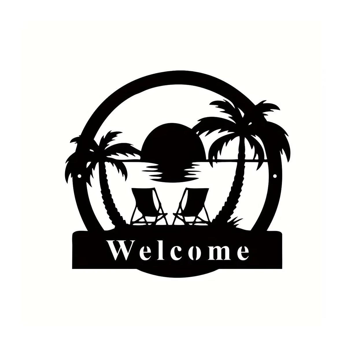 CIFBUY Metall Palmen Schild Schwarz für Veranda und Garten als Maritimes Deko-Element - Bild 4