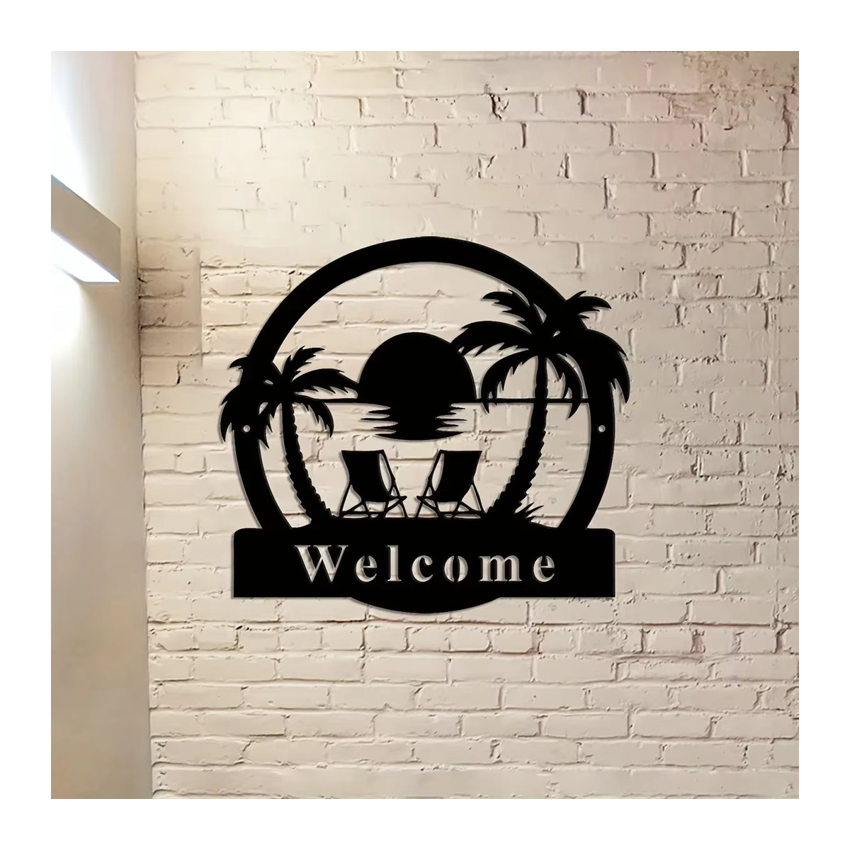 CIFBUY Metall Palmen Schild Schwarz für Veranda und Garten als Maritimes Deko-Element - Bild 5