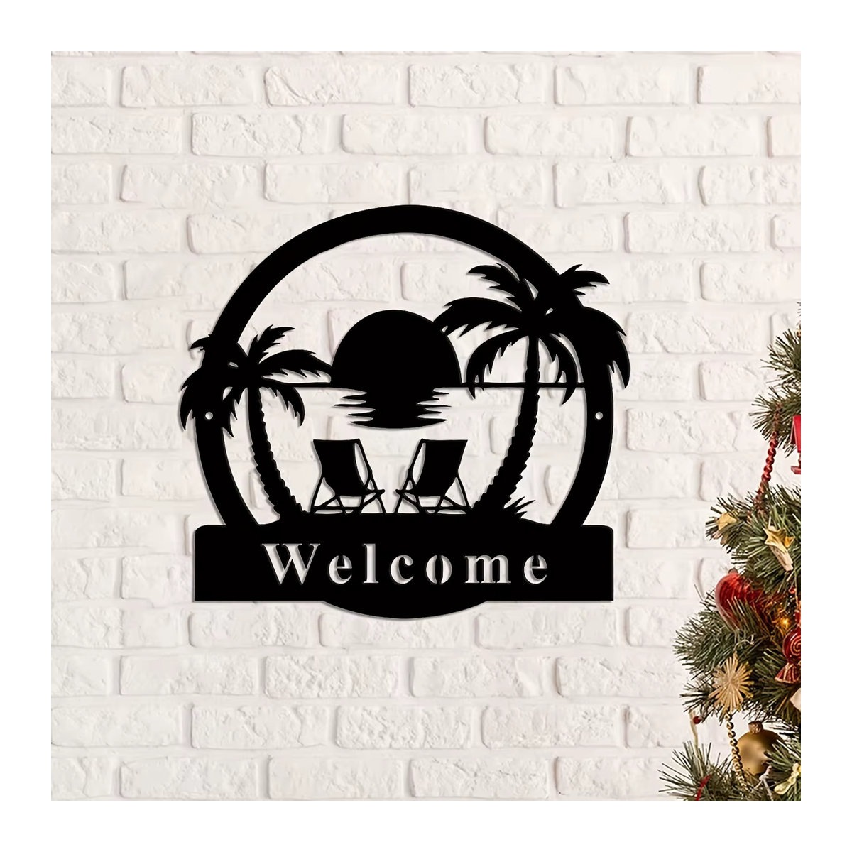 CIFBUY Metall Palmen Schild Schwarz für Veranda und Garten als Maritimes Deko-Element - Bild 6