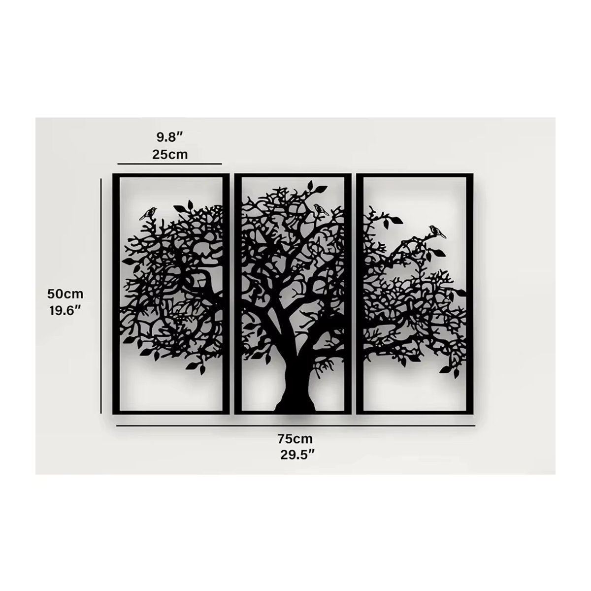 CIFBUY Metall-Stammbaum Wandkunst Set aus 3 Teilen, Baum des Lebens Wanddekoration in Schwarz, modernes 3D Design für Wohnzimmer und Schlafzimmer - Bild 2