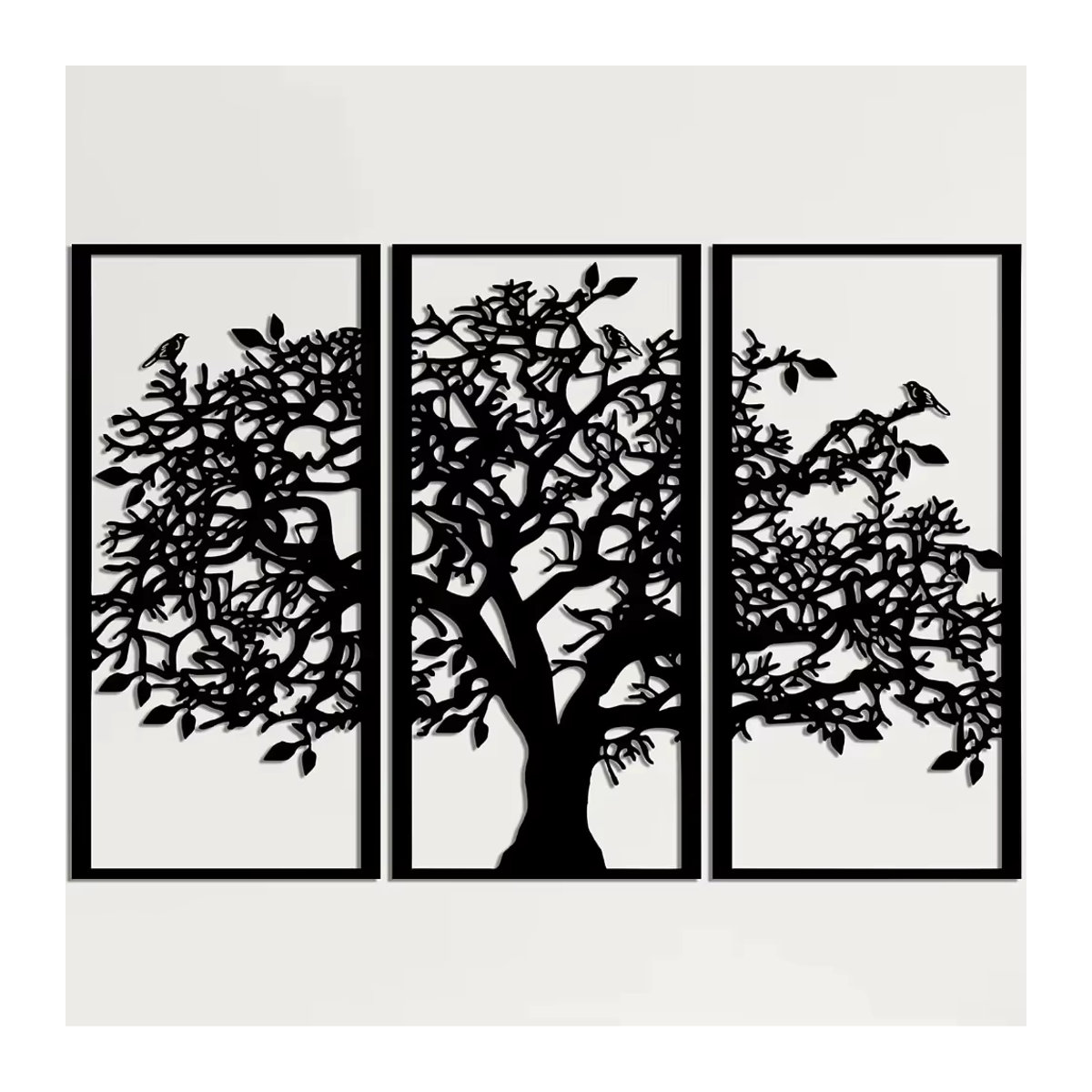 CIFBUY Metall-Stammbaum Wandkunst Set aus 3 Teilen, Baum des Lebens Wanddekoration in Schwarz, modernes 3D Design für Wohnzimmer und Schlafzimmer - Bild 3