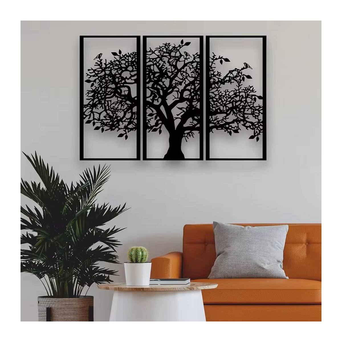 CIFBUY Metall-Stammbaum Wandkunst Set aus 3 Teilen, Baum des Lebens Wanddekoration in Schwarz, modernes 3D Design für Wohnzimmer und Schlafzimmer - Bild 4