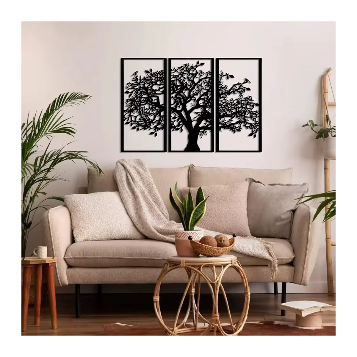 CIFBUY Metall-Stammbaum Wandkunst Set aus 3 Teilen, Baum des Lebens Wanddekoration in Schwarz, modernes 3D Design für Wohnzimmer und Schlafzimmer - Bild 5