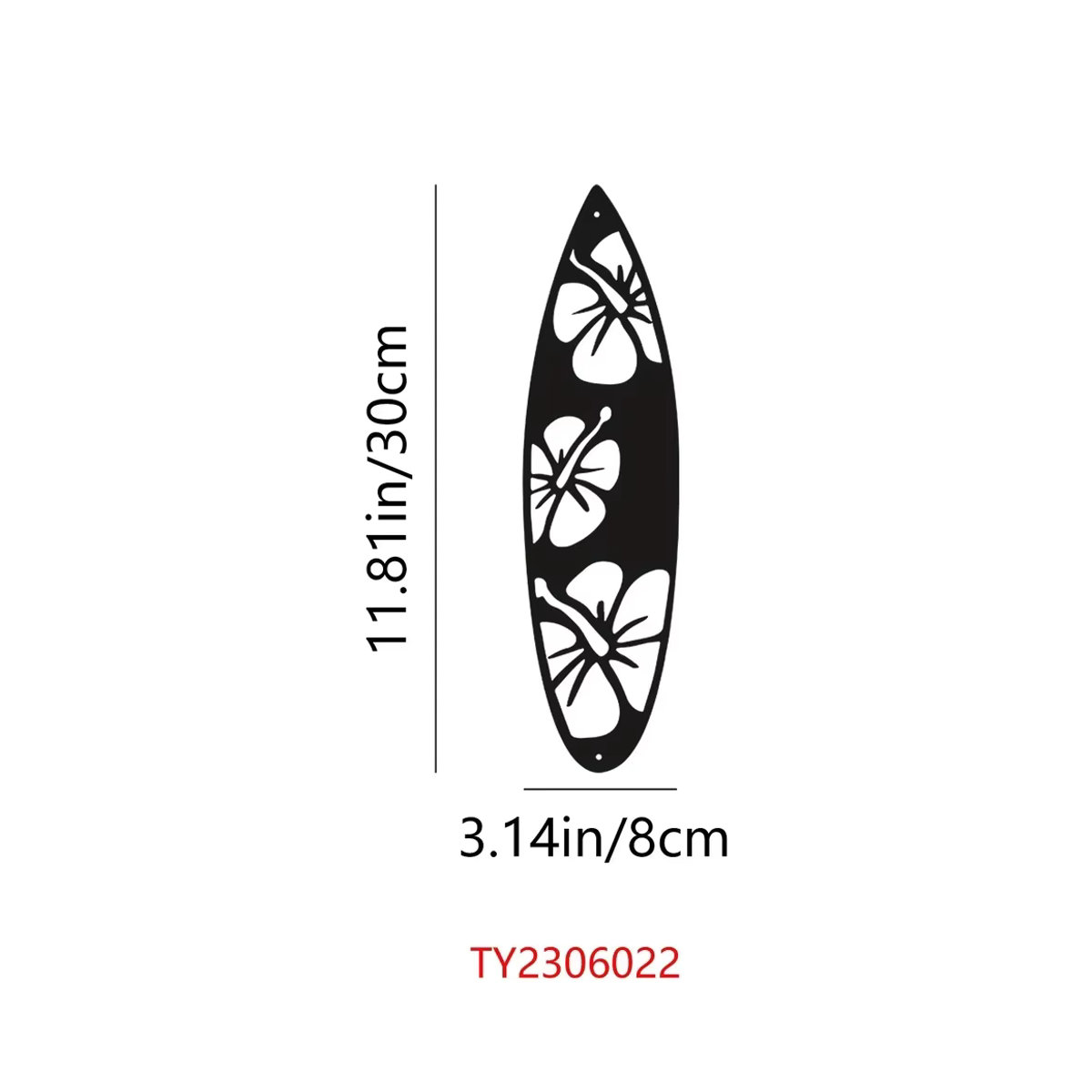 CIFBUY Metall Wanddeko Surfbrett mit Palmen Motiv in Schwarz für maritimes Flair - Bild 3