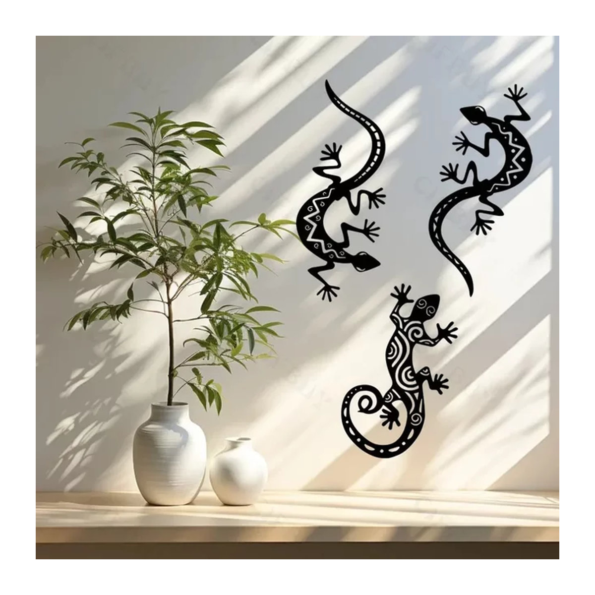 CIFBUY Metall Wanddekoration Gecko in Schwarz als 3D Wandkunst Eidechse für Wohnzimmer und Schlafzimmer - Bild 1