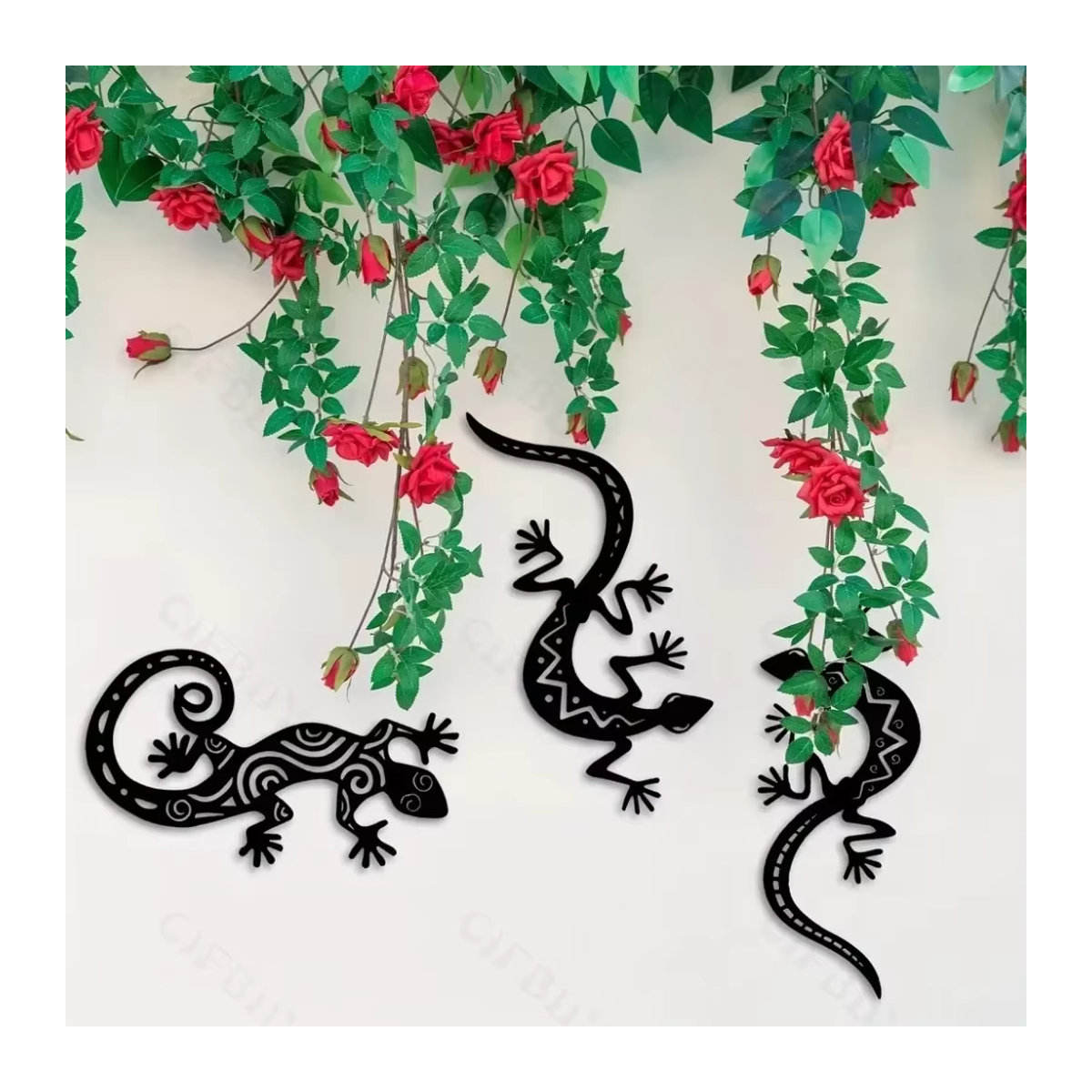 CIFBUY Metall Wanddekoration Gecko in Schwarz als 3D Wandkunst Eidechse für Wohnzimmer und Schlafzimmer - Bild 4