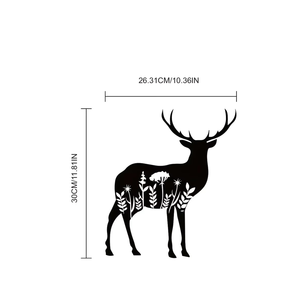 CIFBUY Metall Wanddekoration Hirsch mit floralem Design in Schwarz - Bild 2