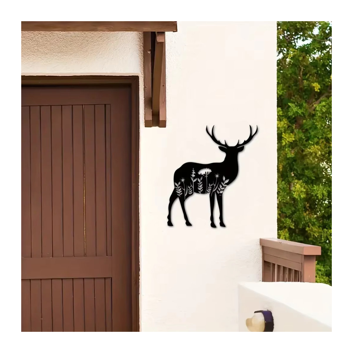 CIFBUY Metall Wanddekoration Hirsch mit floralem Design in Schwarz - Bild 5