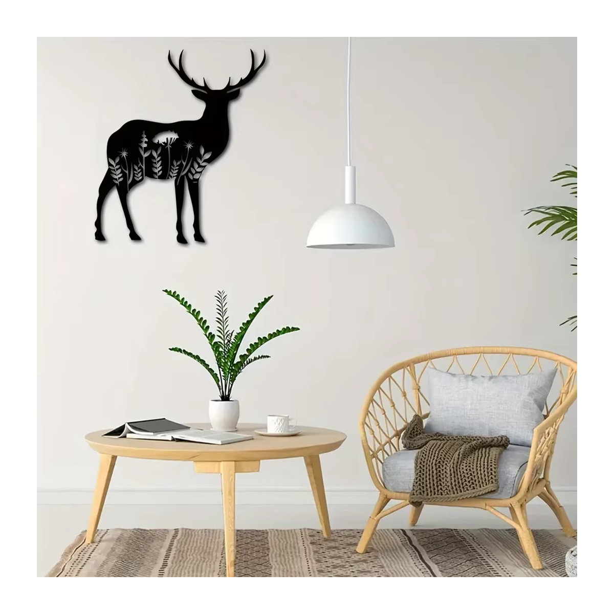 CIFBUY Metall Wanddekoration Hirsch mit floralem Design in Schwarz - Bild 6