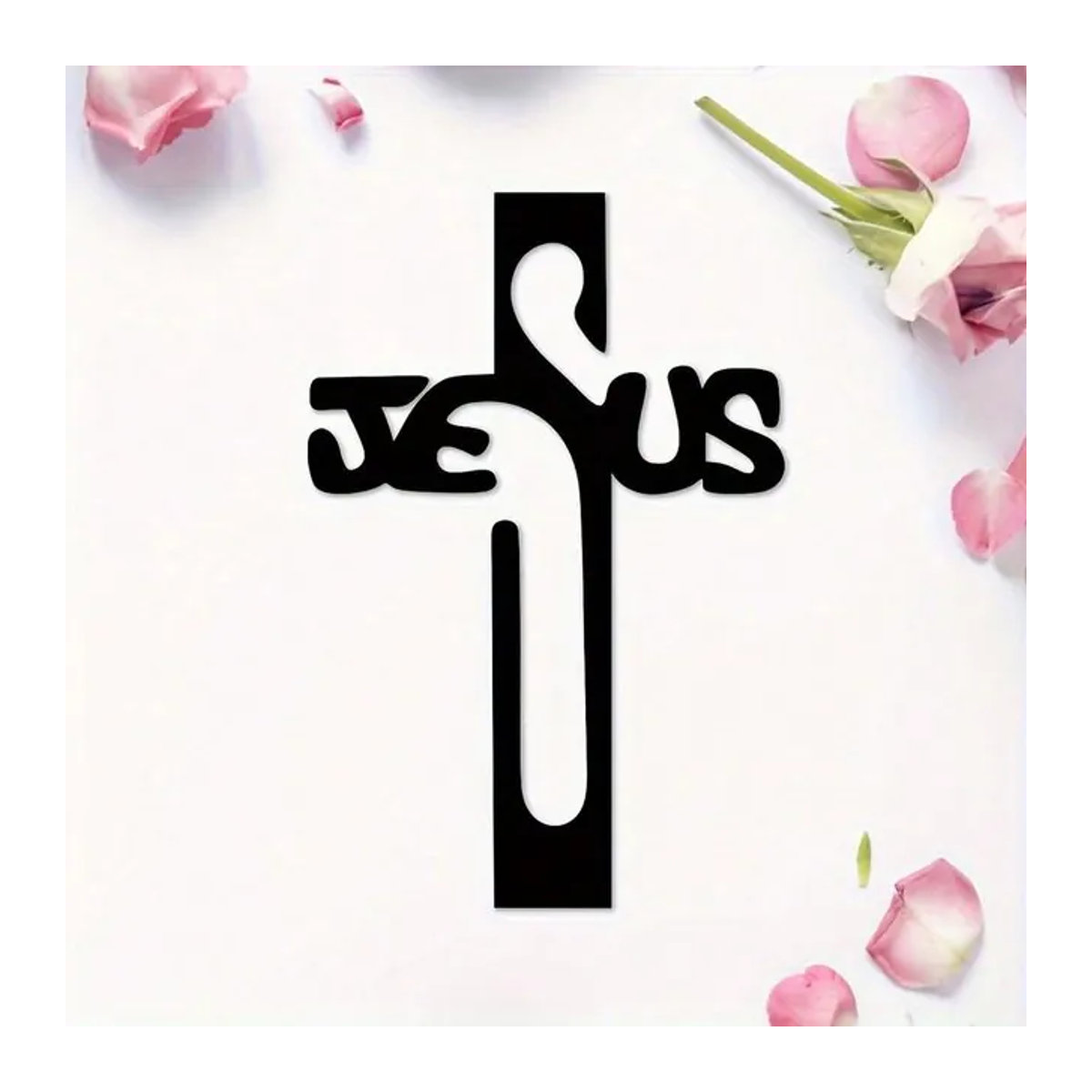 CIFBUY Metall-Wanddekoration Jesus-Kreuz in Schwarz für dein Wohnzimmer - Bild 1