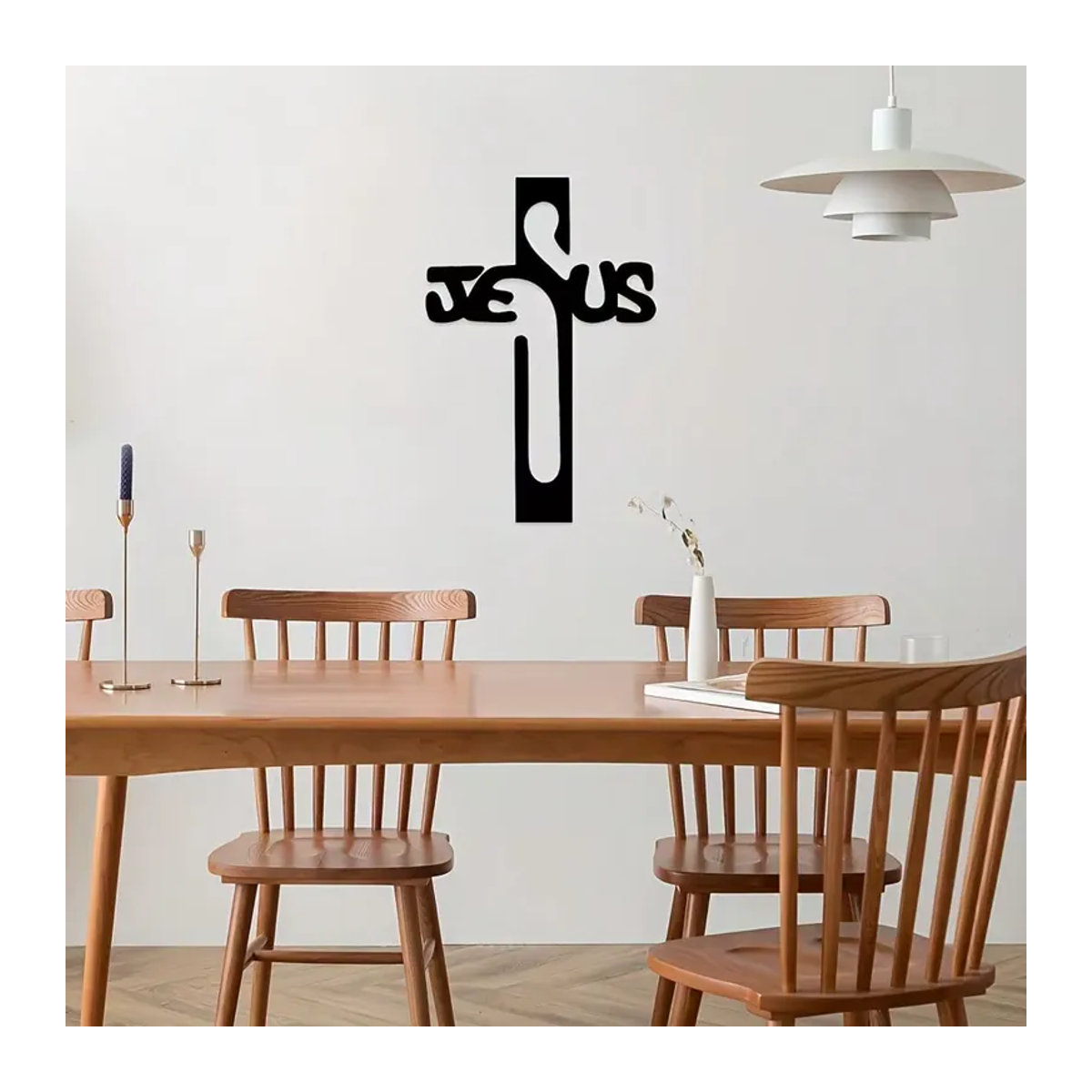CIFBUY Metall-Wanddekoration Jesus-Kreuz in Schwarz für dein Wohnzimmer - Bild 3