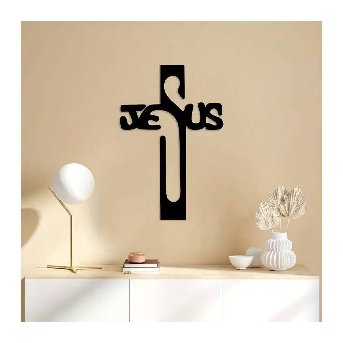 CIFBUY Metall-Wanddekoration Jesus-Kreuz in Schwarz für dein Wohnzimmer - Bild 5