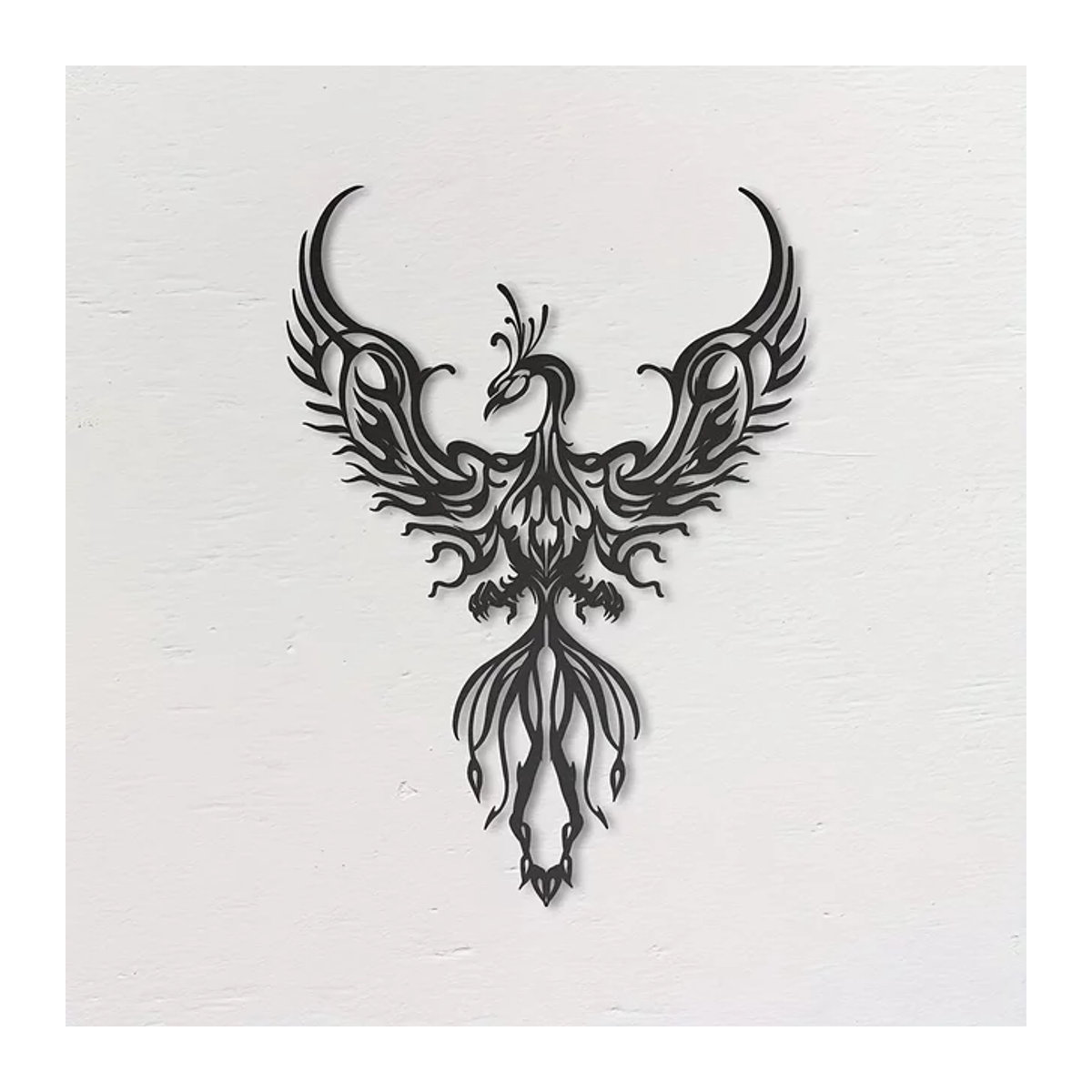 CIFBUY Metall Wanddekoration Phoenix Design in Schwarz als hängende Kunst für Wohnzimmer, Schlafzimmer oder Home Office - Bild 1