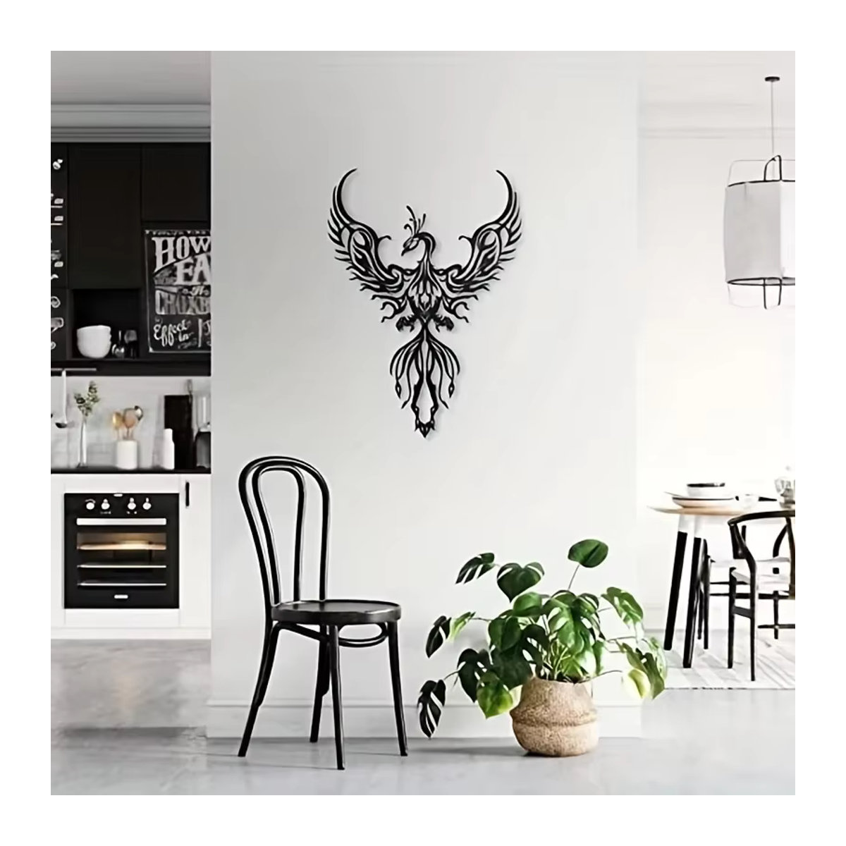 CIFBUY Metall Wanddekoration Phoenix Design in Schwarz als hängende Kunst für Wohnzimmer, Schlafzimmer oder Home Office - Bild 2