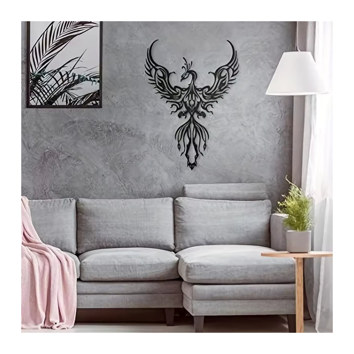 CIFBUY Metall Wanddekoration Phoenix Design in Schwarz als hängende Kunst für Wohnzimmer, Schlafzimmer oder Home Office - Bild 3