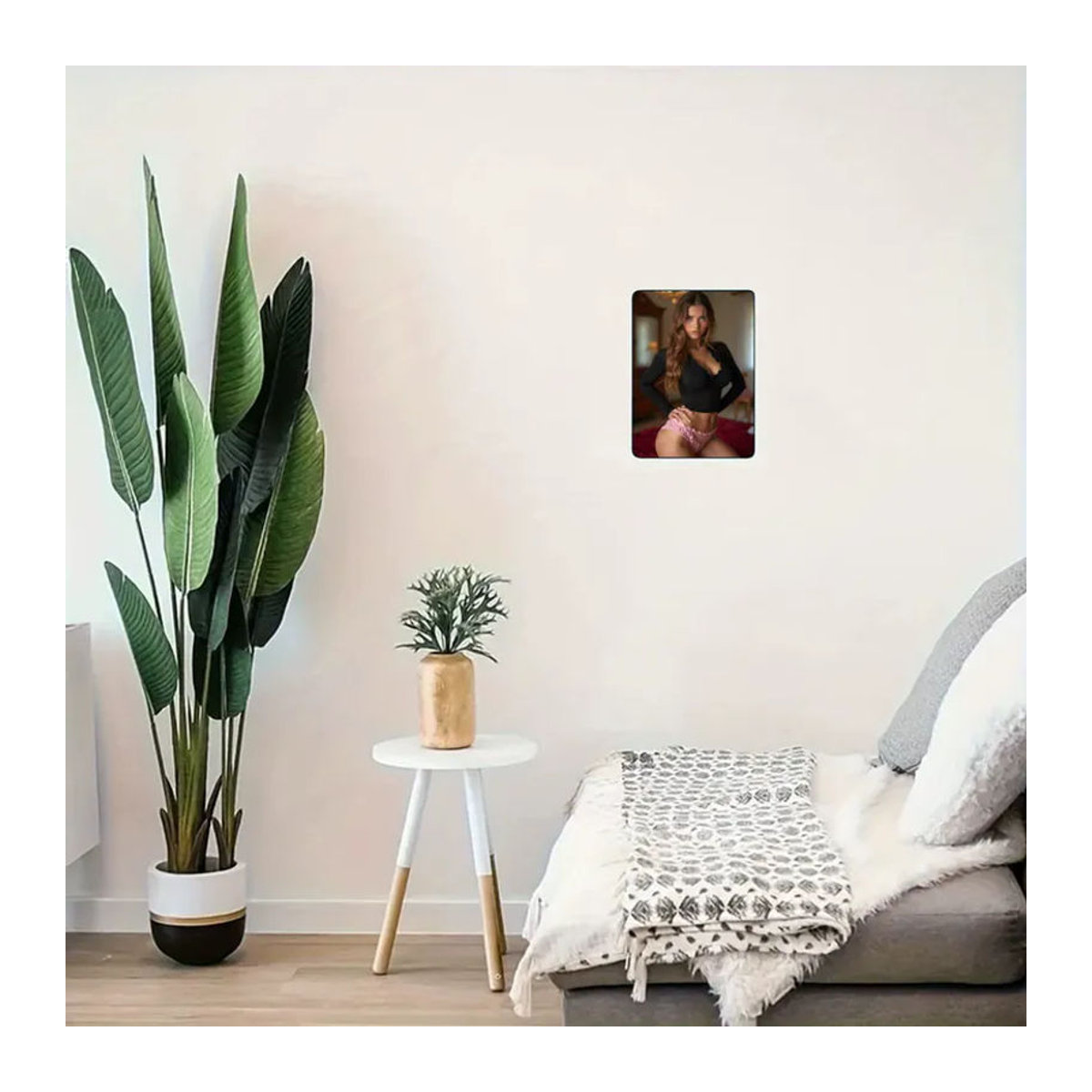 CIFBUY Metall-Wandkunst Dekoration mit romantischem Spitzenoberteil und Shorts in Schwarz und Rosa, Rechteckiges 2D Design aus Eisen, Breite: 20,32 cm, Höhe: 30,48 cm - Bild 4