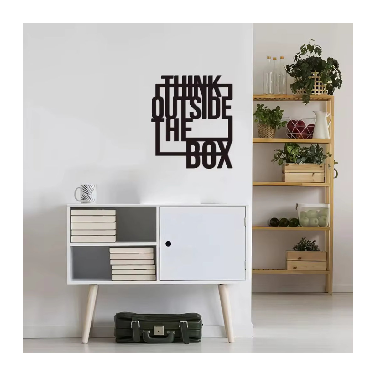 CIFBUY Metall Wandkunst Denken Sie über den Tellerrand Motivierender Wandbehang in Schwarz für Büro und Wohnkultur - Bild 4