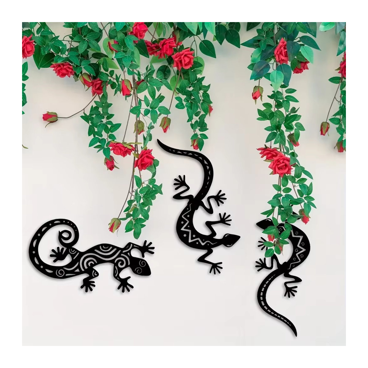 CIFBUY Metall Wandkunst Eidechse 3D Wanddekoration Gecko Silhouette in Schwarz - Bild 3