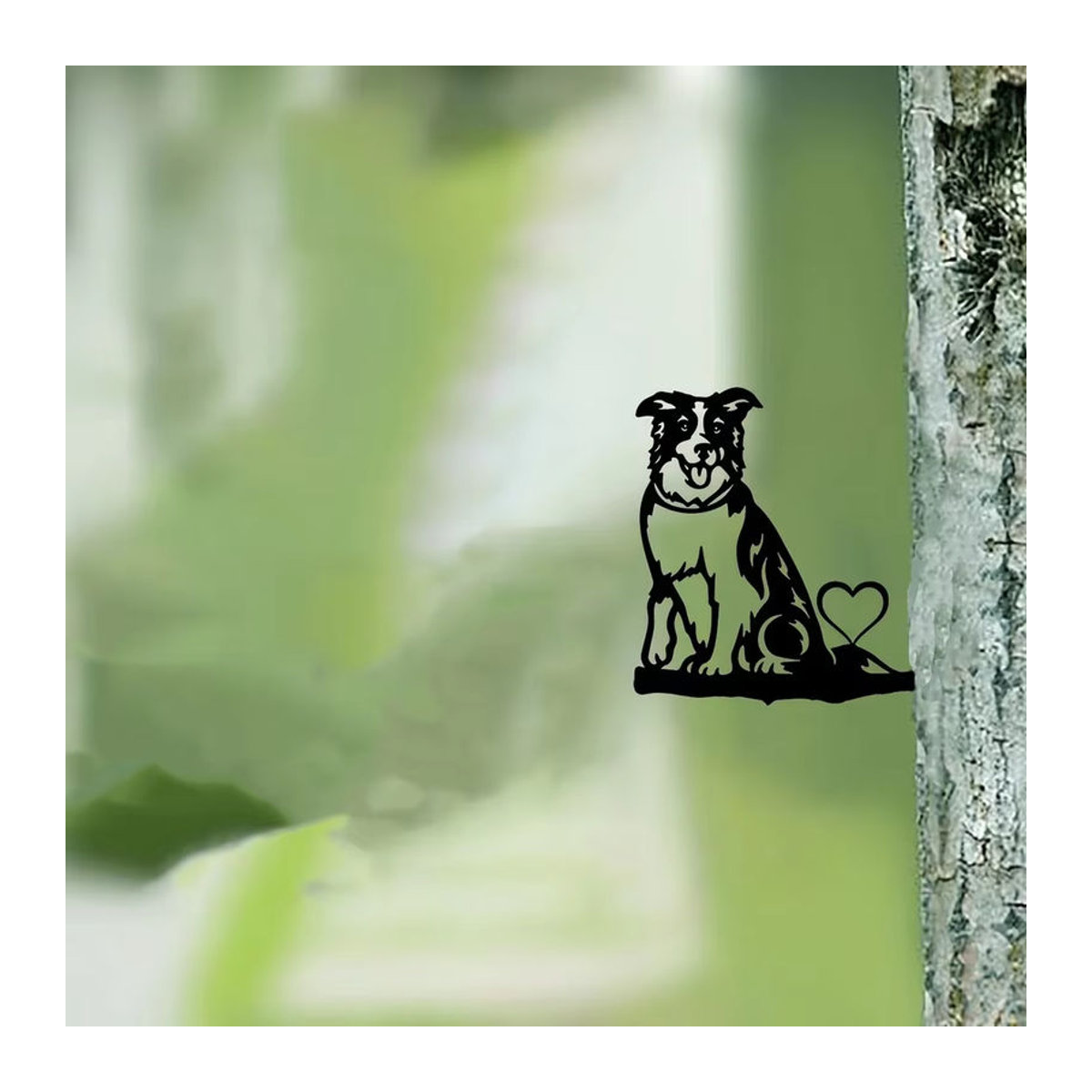 Cifbuy Metall Wandkunst Hund auf Zweig Silhouette in Schwarz zur Dekoration für Garten und Terrasse - Bild 6