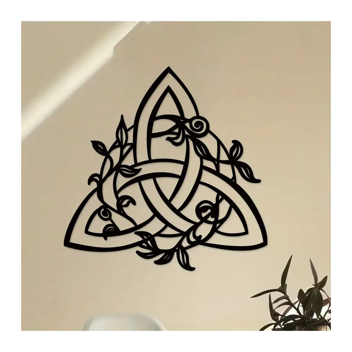 CIFBUY Metall Wandkunst mit keltischem Knoten-Design und floralem Muster in Schwarz - Bild 3