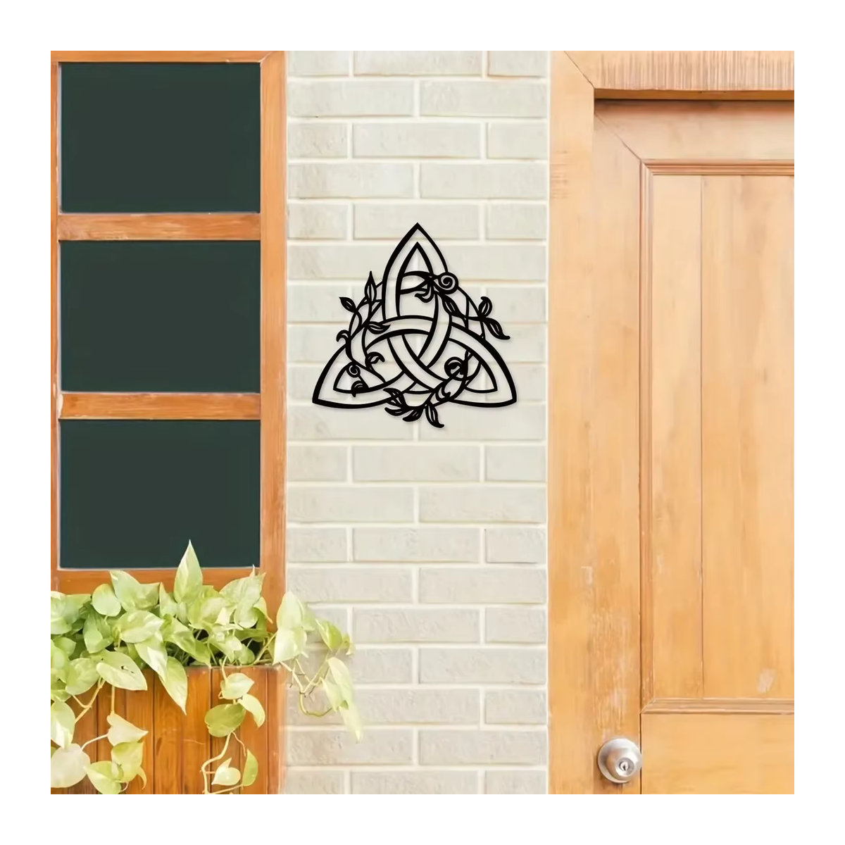 CIFBUY Metall Wandkunst mit keltischem Knoten-Design und floralem Muster in Schwarz - Bild 5
