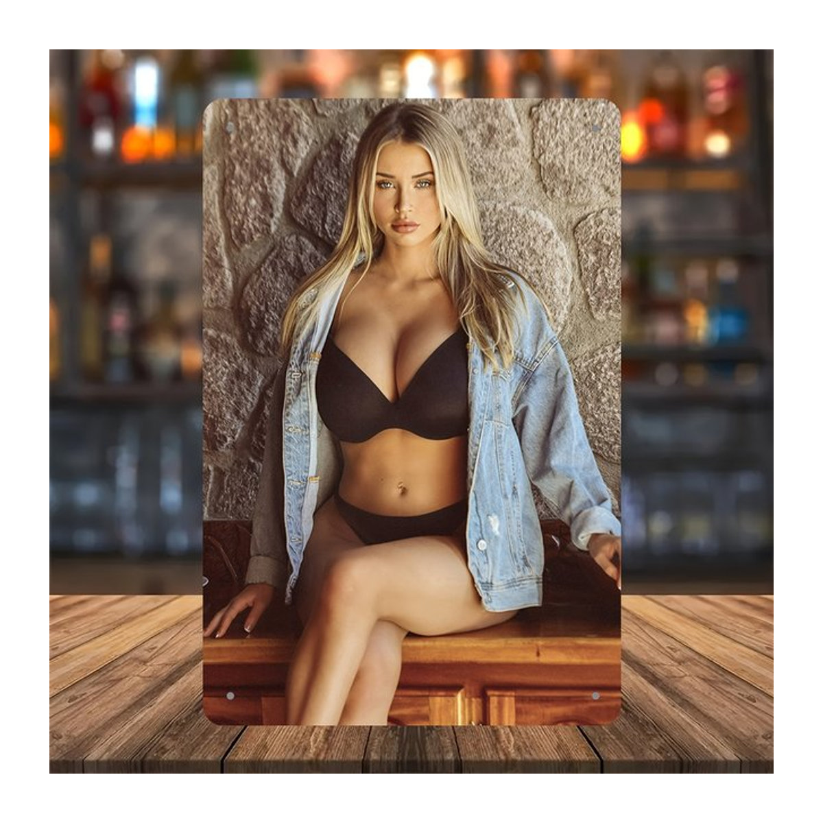 CIFBUY Metall-Wandkunst Porträt Sexy Frau, mehrfarbig, B: 30,48 cm, H: 20,32 cm - Bild 1